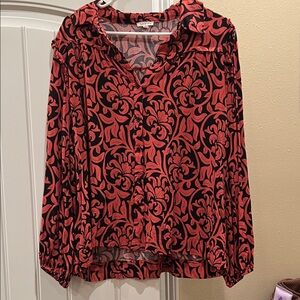 JODIFL coral and Black Patterned Blouse